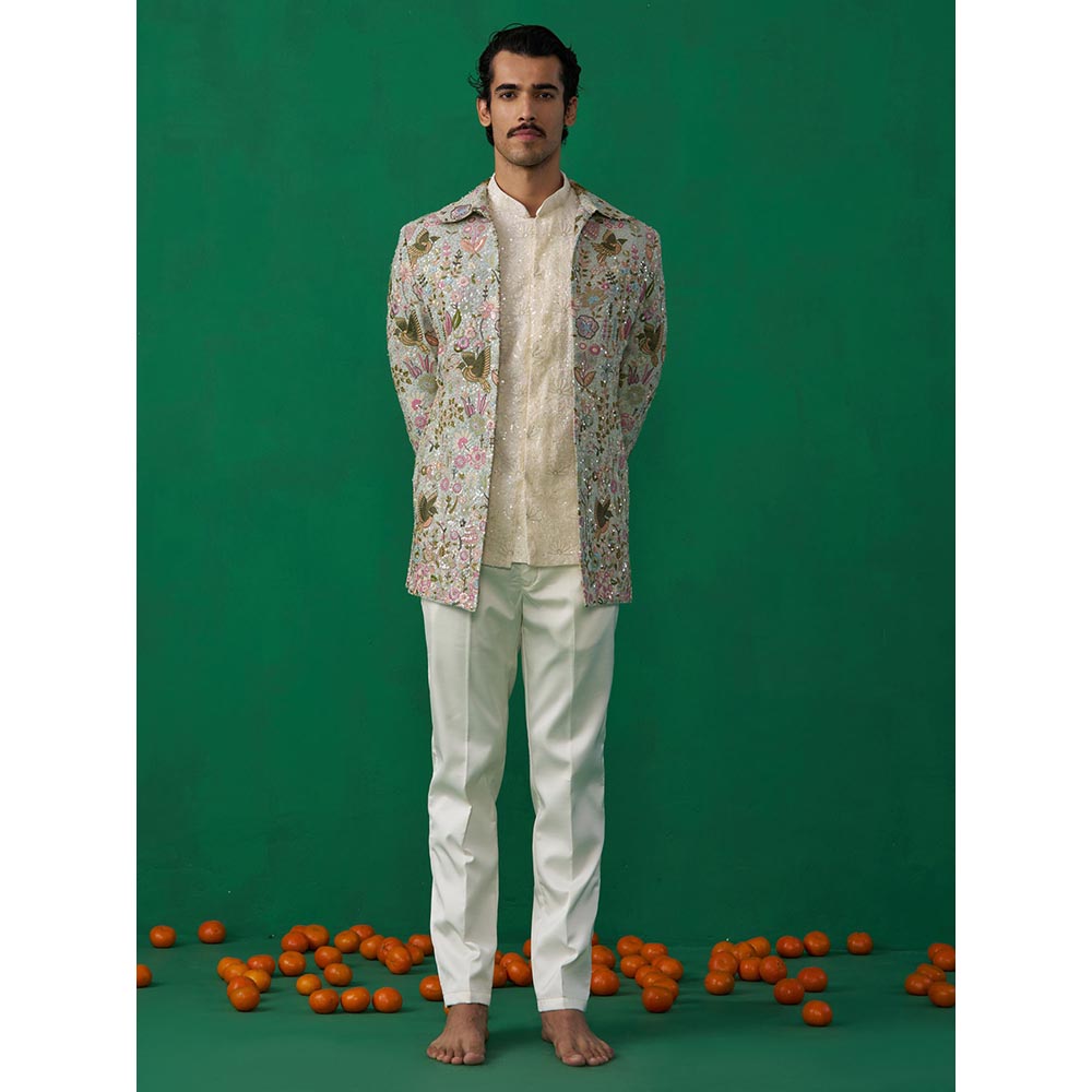 KALPRAAG Poolpankh Sky Blue Jodhpuri with Jacket and Pant
