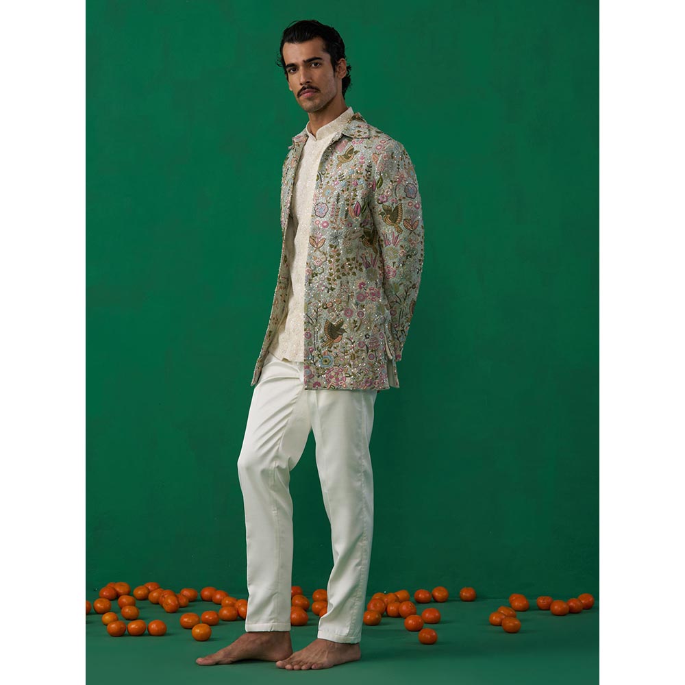 KALPRAAG Poolpankh Sky Blue Jodhpuri with Jacket and Pant