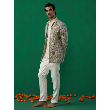 KALPRAAG Poolpankh Sky Blue Jodhpuri with Jacket and Pant