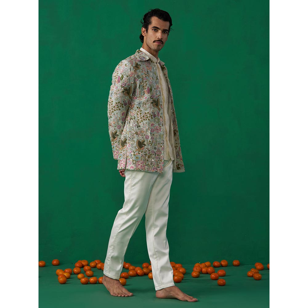 KALPRAAG Poolpankh Sky Blue Jodhpuri with Jacket and Pant