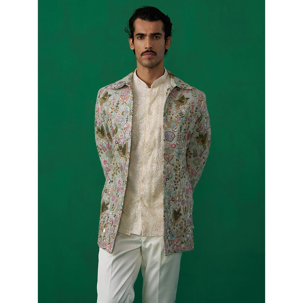 KALPRAAG Poolpankh Sky Blue Jodhpuri with Jacket and Pant