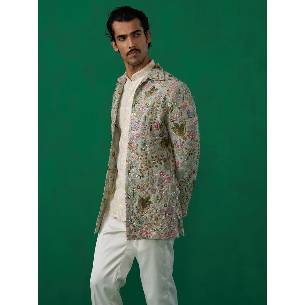KALPRAAG Poolpankh Sky Blue Jodhpuri with Jacket and Pant