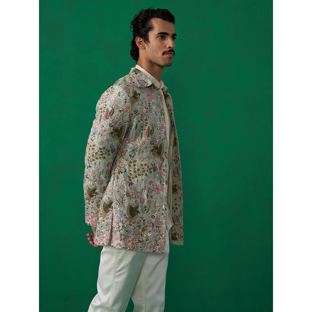 KALPRAAG Poolpankh Sky Blue Jodhpuri with Jacket and Pant