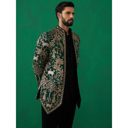 KALPRAAG Pichwai Green Jodhpuri with Shirt and Pant