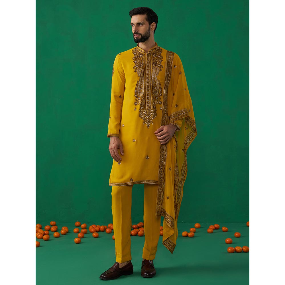 KALPRAAG Arabic Haldi Kurta with Pant and Dupatta