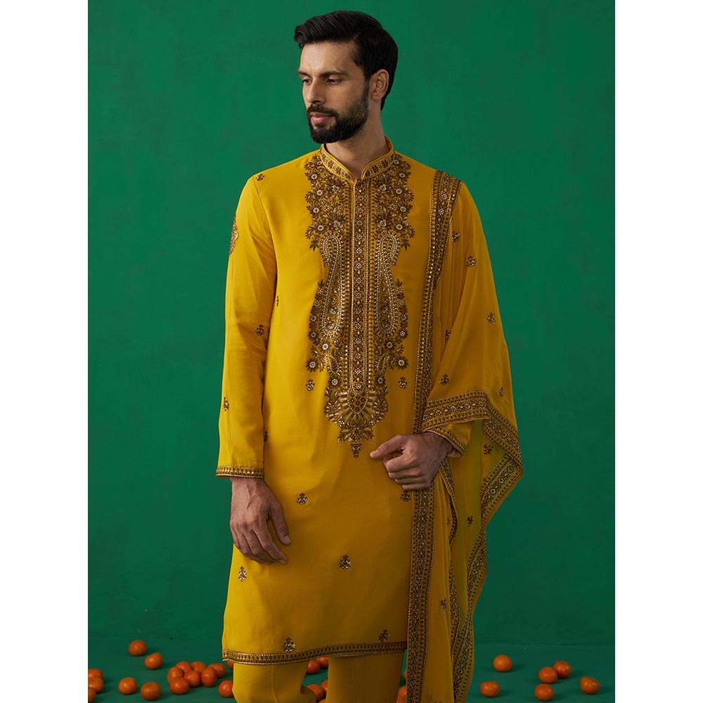 KALPRAAG Arabic Haldi Kurta with Pant and Dupatta