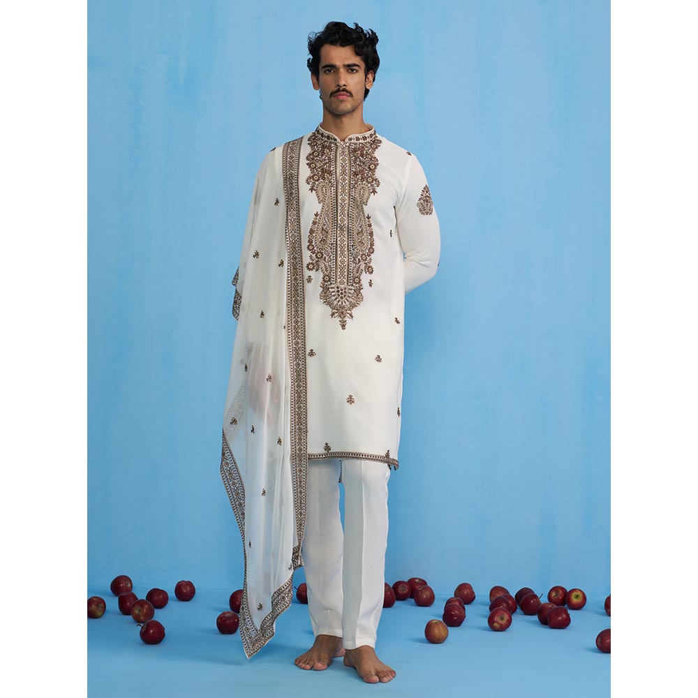 KALPRAAG Arabic Ivory Kurta with Pant and Dupatta