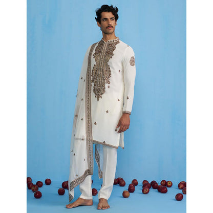 KALPRAAG Arabic Ivory Kurta with Pant and Dupatta