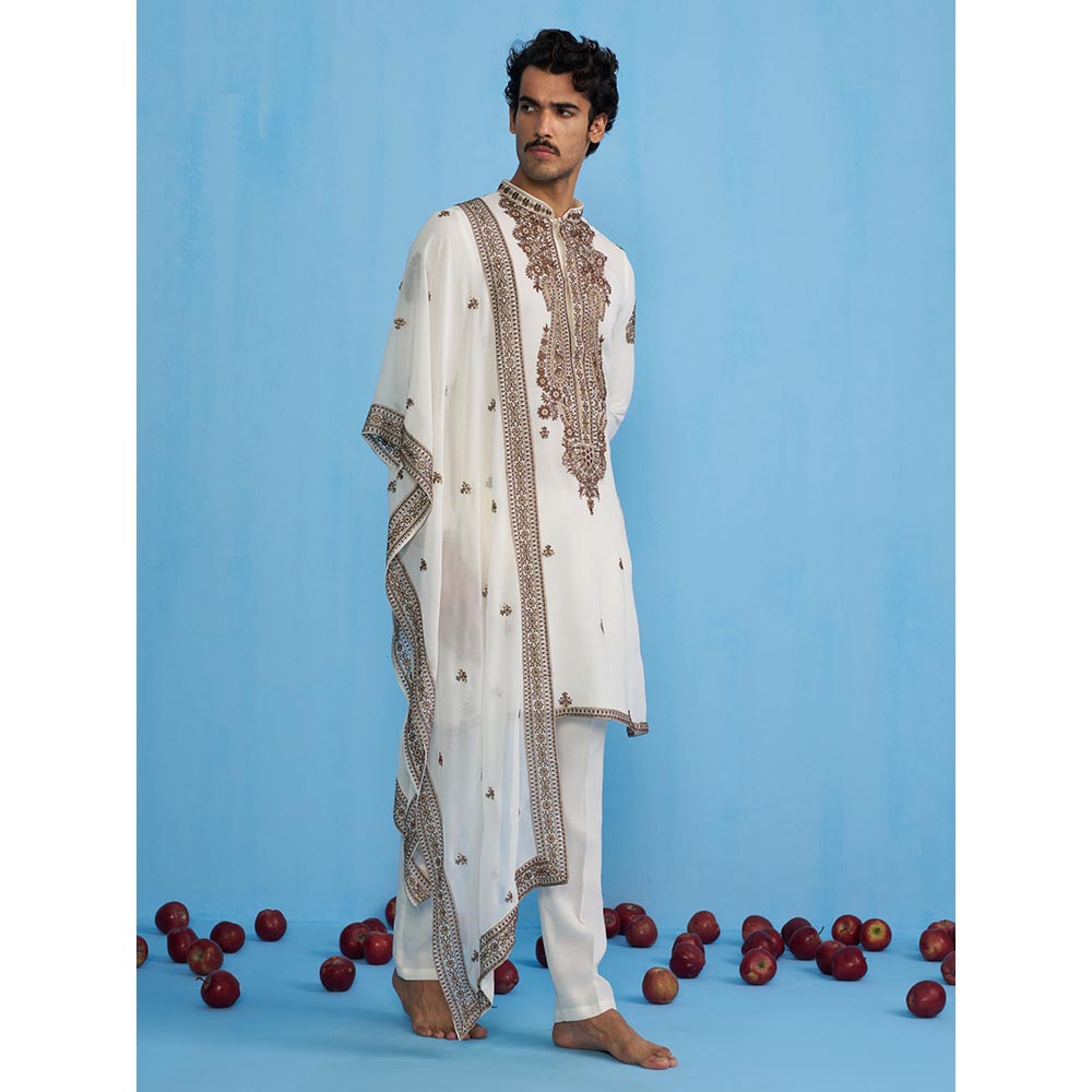KALPRAAG Arabic Ivory Kurta with Pant and Dupatta