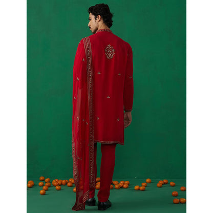 KALPRAAG Arabic Red Kurta with Pant and Dupatta