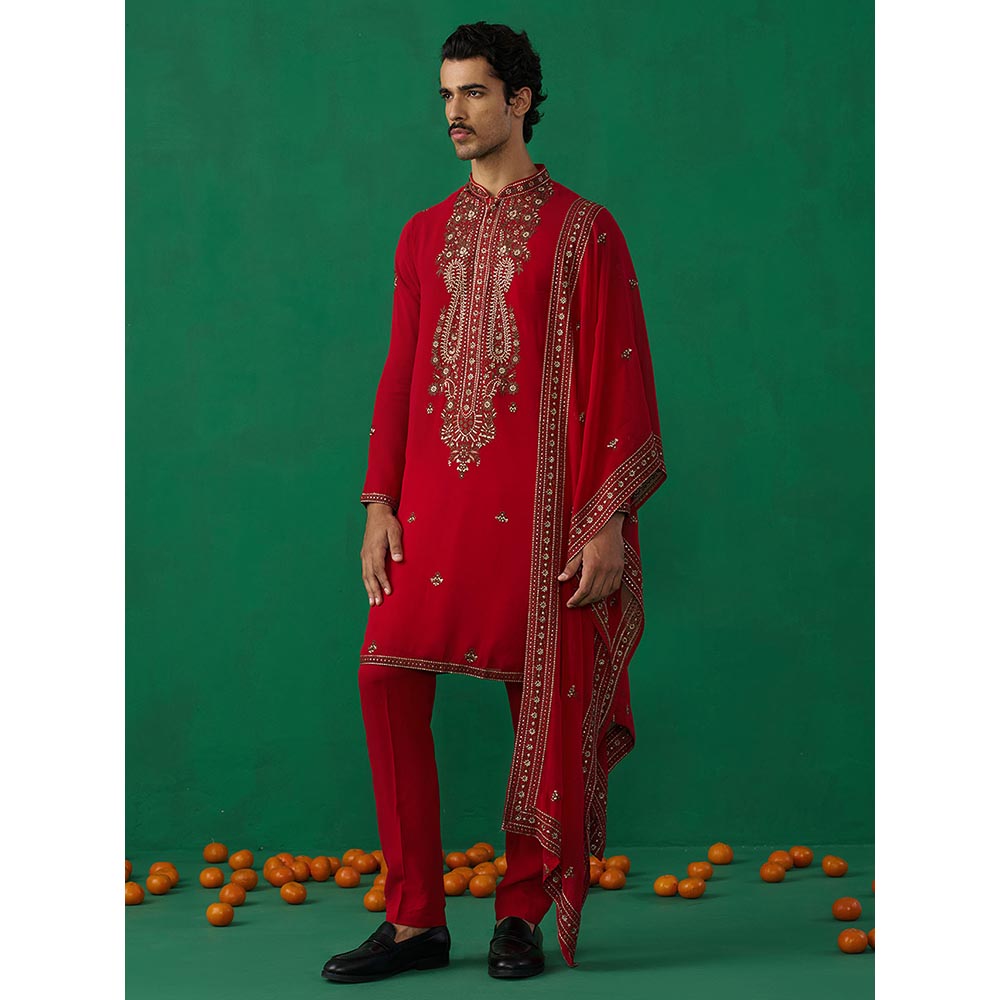 KALPRAAG Arabic Red Kurta with Pant and Dupatta