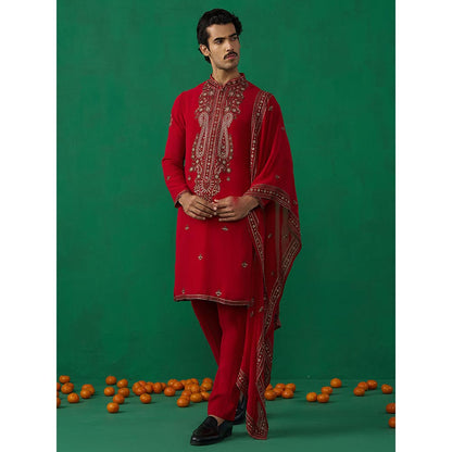 KALPRAAG Arabic Red Kurta with Pant and Dupatta