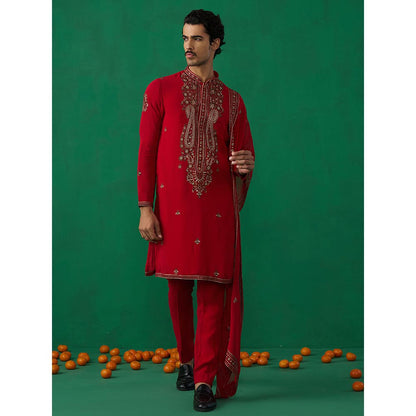 KALPRAAG Arabic Red Kurta with Pant and Dupatta