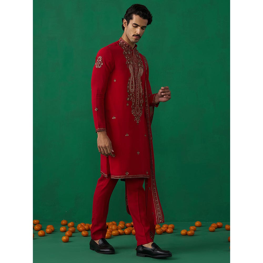 KALPRAAG Arabic Red Kurta with Pant and Dupatta