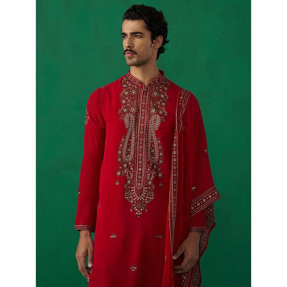 KALPRAAG Arabic Red Kurta with Pant and Dupatta