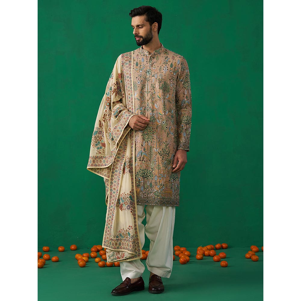 KALPRAAG Bird Chiku Kurta with Patiyala and Dupatta