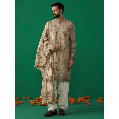KALPRAAG Bird Chiku Kurta with Patiyala and Dupatta