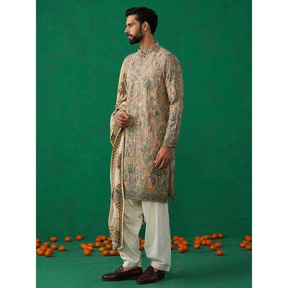KALPRAAG Bird Chiku Kurta with Patiyala and Dupatta