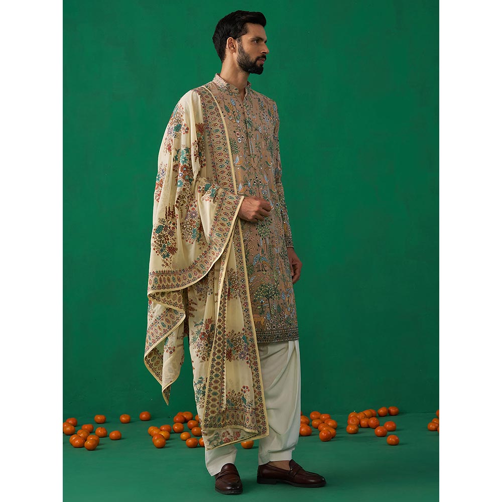 KALPRAAG Bird Chiku Kurta with Patiyala and Dupatta