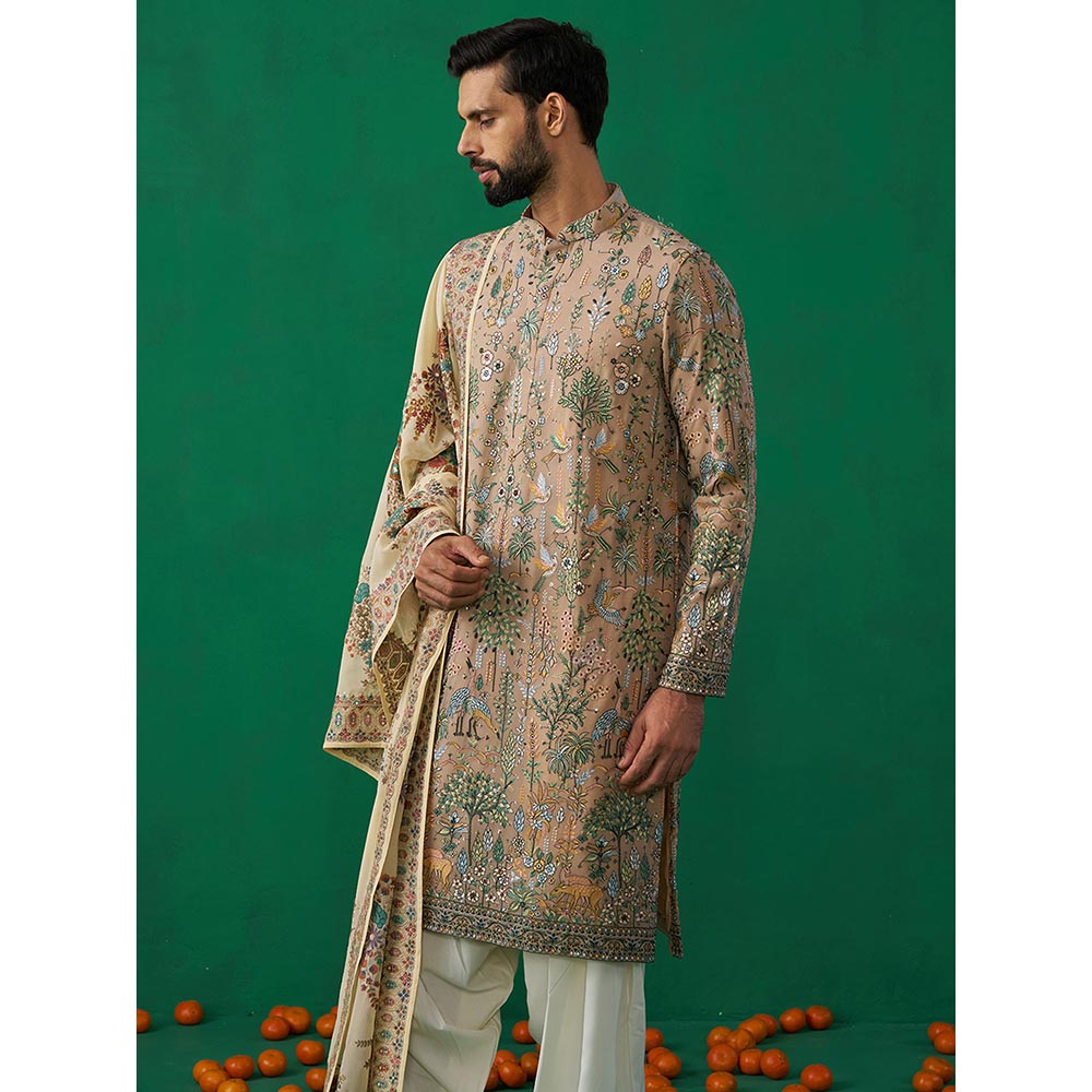 KALPRAAG Bird Chiku Kurta with Patiyala and Dupatta