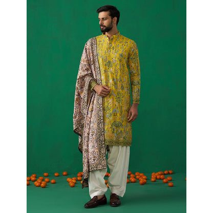 KALPRAAG Bird Haldi Kurta with Patiyala and Dupatta
