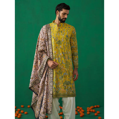 KALPRAAG Bird Haldi Kurta with Patiyala and Dupatta