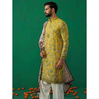 KALPRAAG Bird Haldi Kurta with Patiyala and Dupatta
