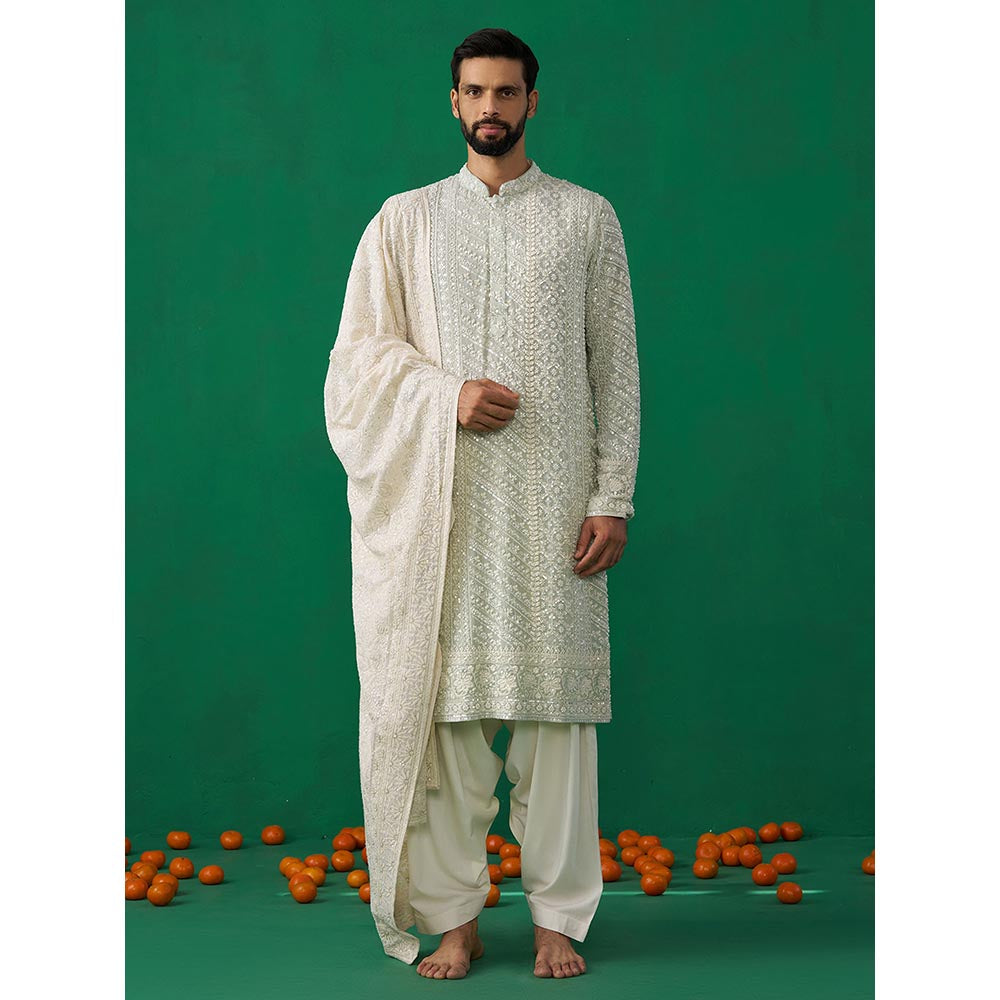 KALPRAAG Cutdana Sky Kurta with Patiyala and Dupatta