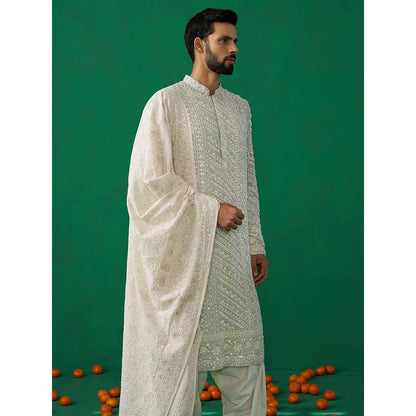KALPRAAG Cutdana Sky Kurta with Patiyala and Dupatta