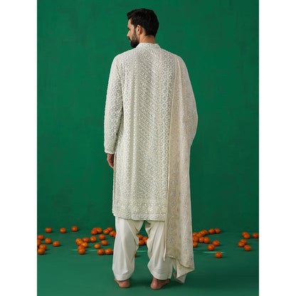 KALPRAAG Cutdana Sky Kurta with Patiyala and Dupatta