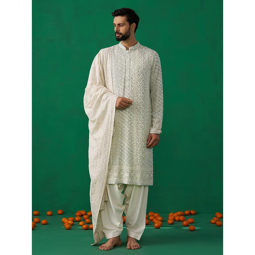 KALPRAAG Cutdana Sky Kurta with Patiyala and Dupatta