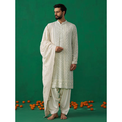 KALPRAAG Cutdana Sky Kurta with Patiyala and Dupatta
