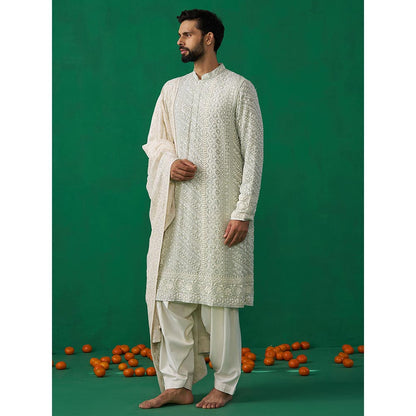 KALPRAAG Cutdana Sky Kurta with Patiyala and Dupatta