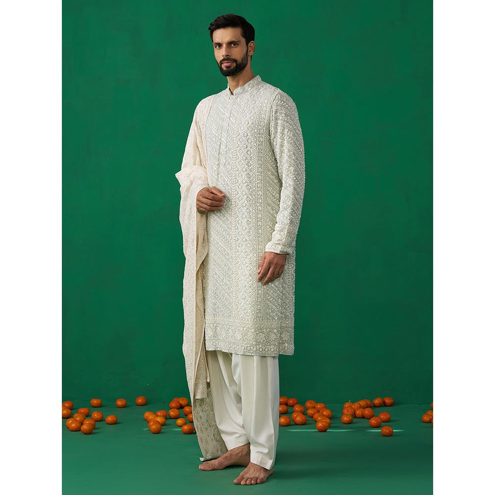 KALPRAAG Cutdana Sky Kurta with Patiyala and Dupatta
