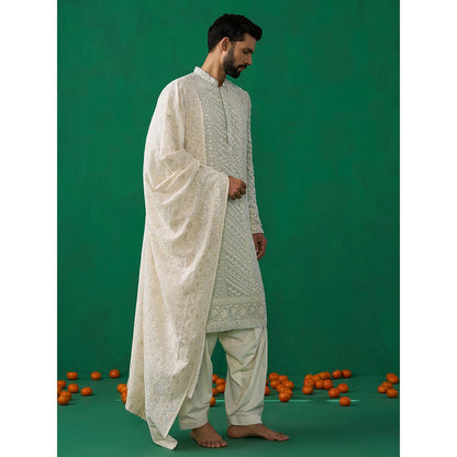 KALPRAAG Cutdana Sky Kurta with Patiyala and Dupatta