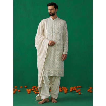 KALPRAAG Cutdana Sky Kurta with Patiyala and Dupatta
