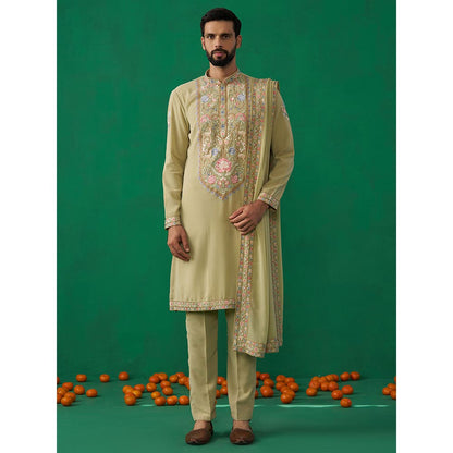 KALPRAAG Deer Green Kurta with Pant and Dupatta