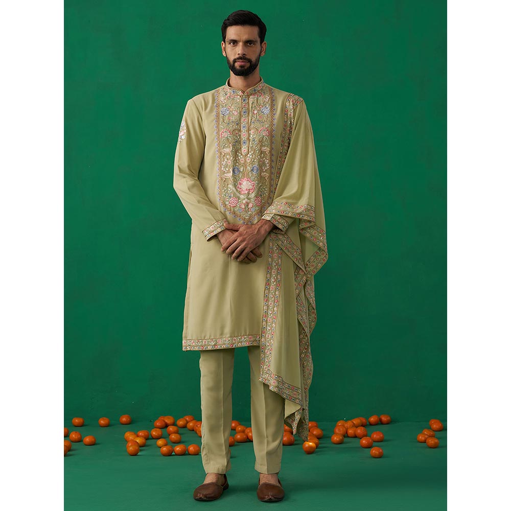 KALPRAAG Deer Green Kurta with Pant and Dupatta