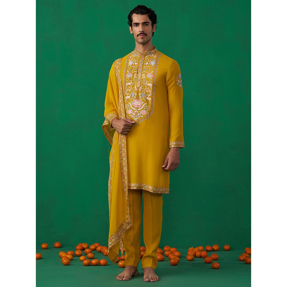KALPRAAG Deer Haldi Kurta with Pant and Dupatta