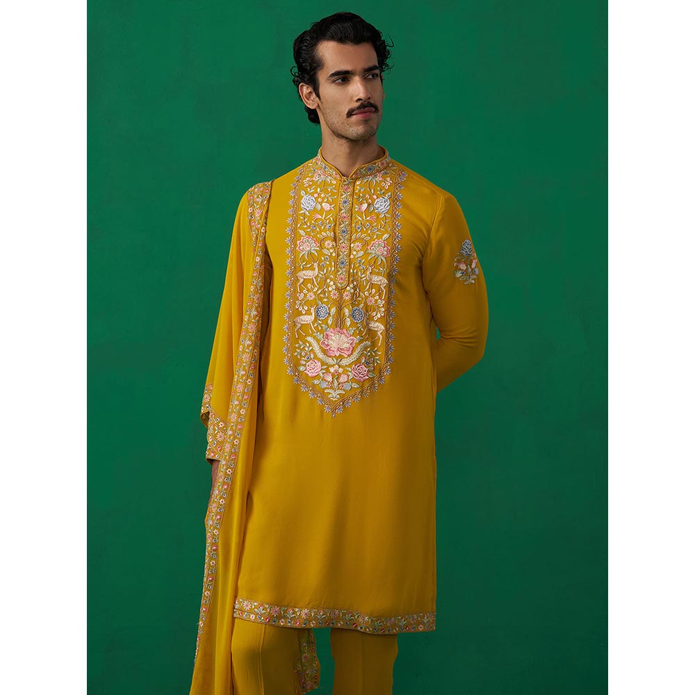 KALPRAAG Deer Haldi Kurta with Pant and Dupatta