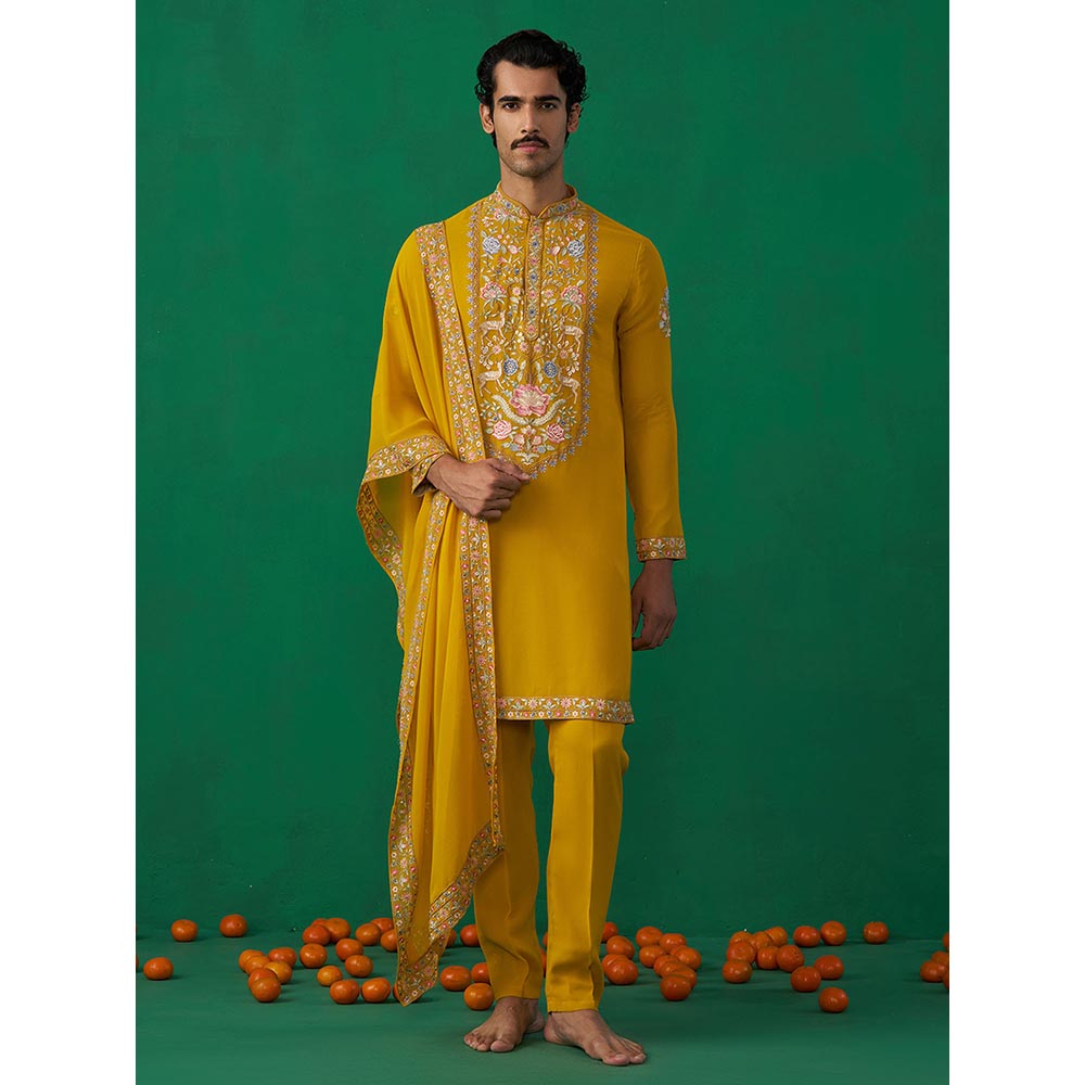 KALPRAAG Deer Haldi Kurta with Pant and Dupatta