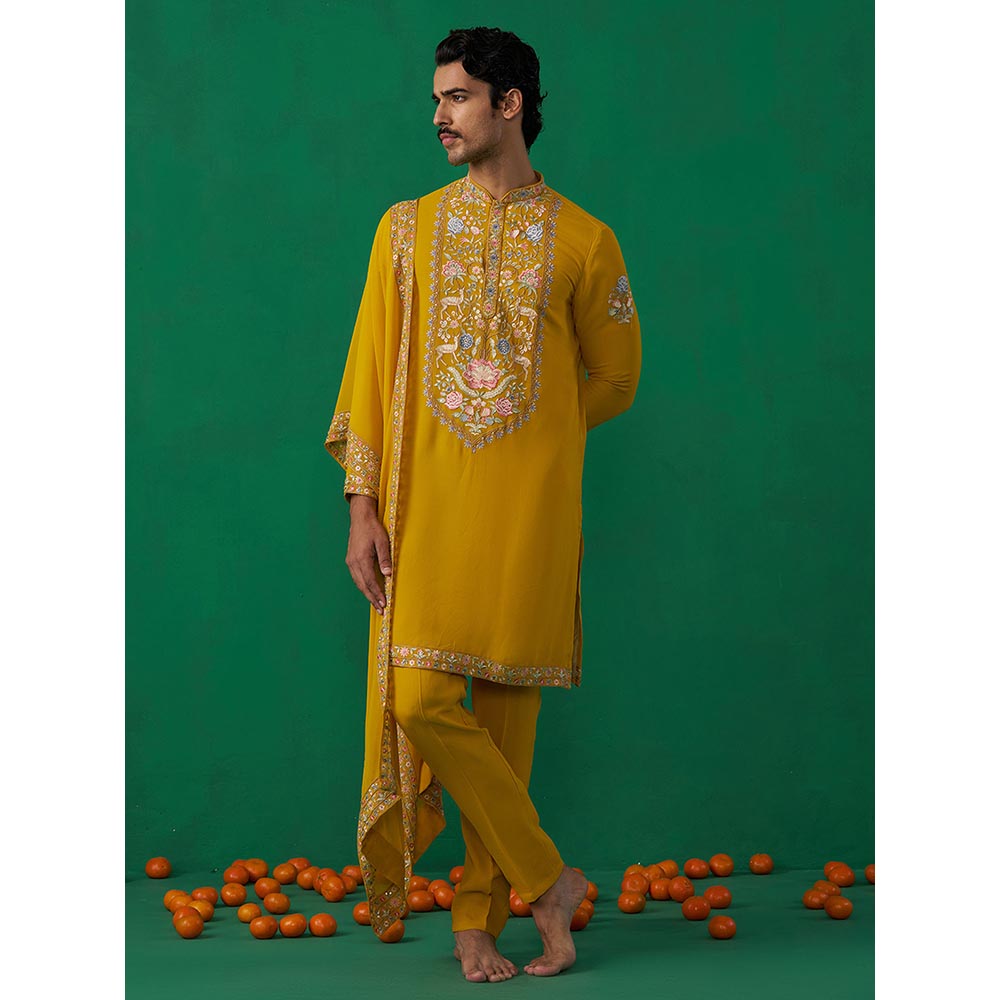 KALPRAAG Deer Haldi Kurta with Pant and Dupatta