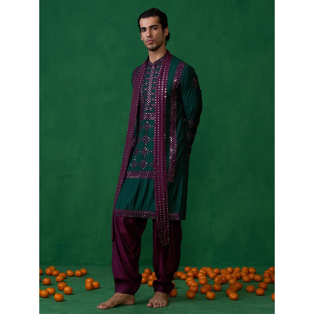 KALPRAAG Darpan Bottel Green Kurta with Patiyala and Dupatta