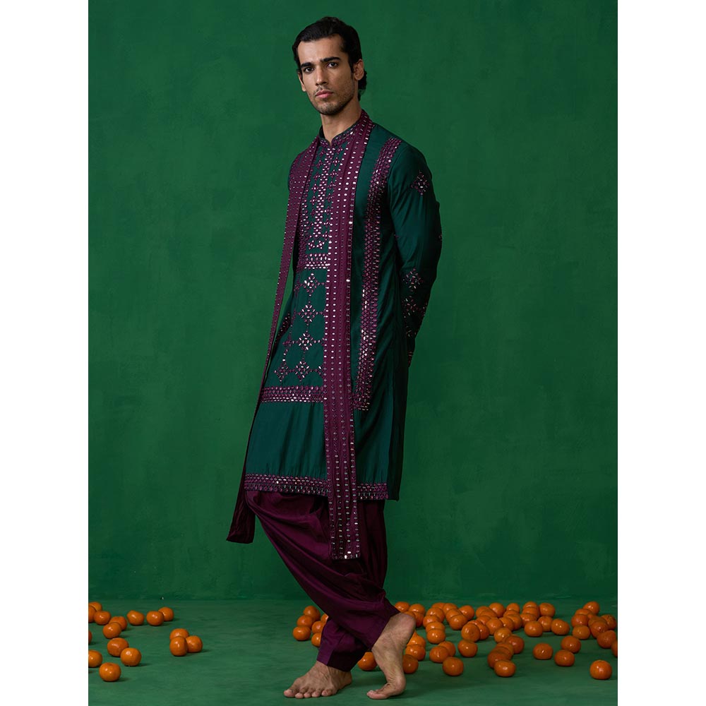 KALPRAAG Darpan Bottel Green Kurta with Patiyala and Dupatta