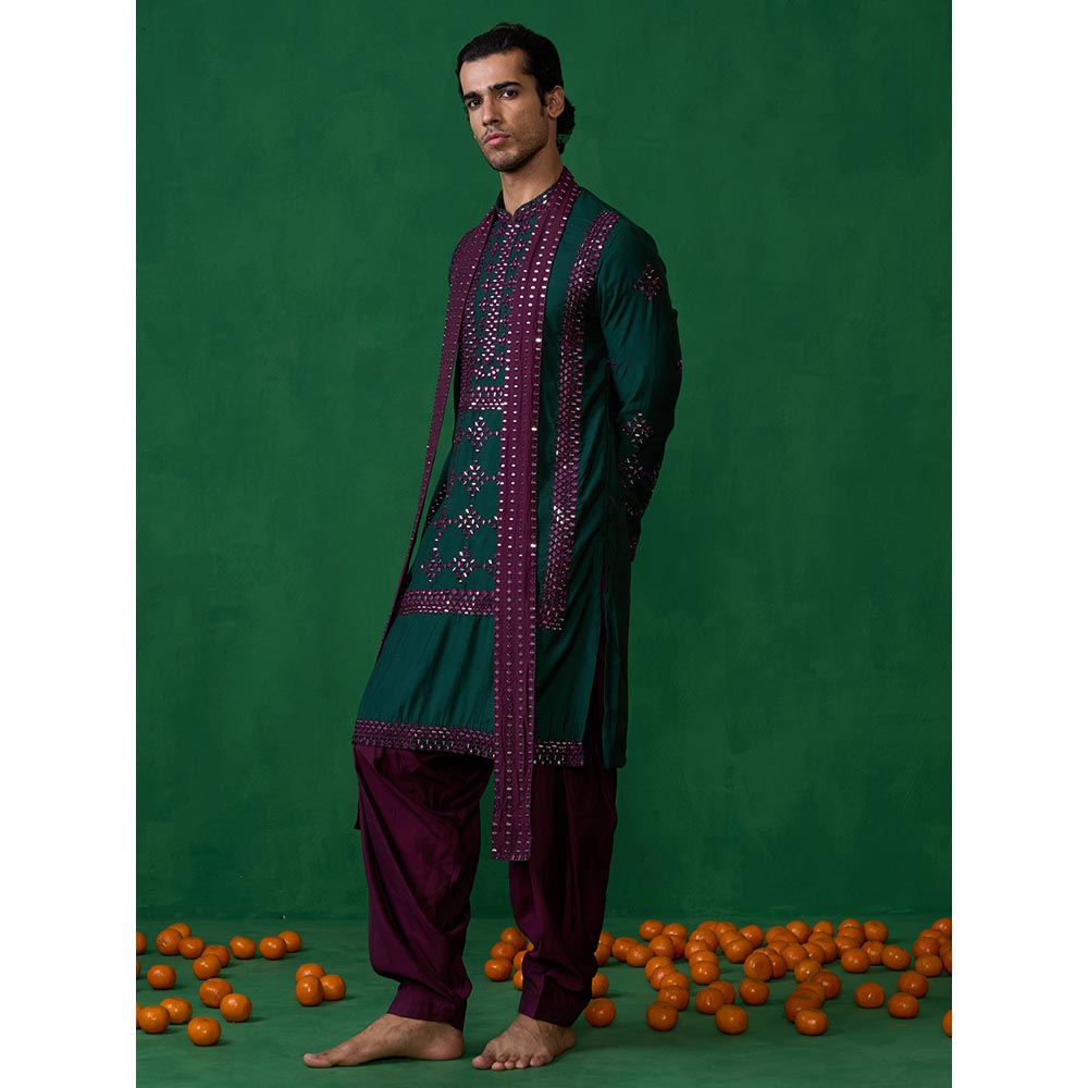 KALPRAAG Darpan Bottel Green Kurta with Patiyala and Dupatta