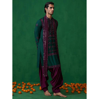KALPRAAG Darpan Bottel Green Kurta with Patiyala and Dupatta