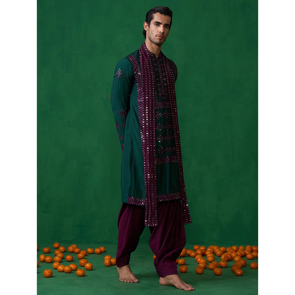 KALPRAAG Darpan Bottel Green Kurta with Patiyala and Dupatta