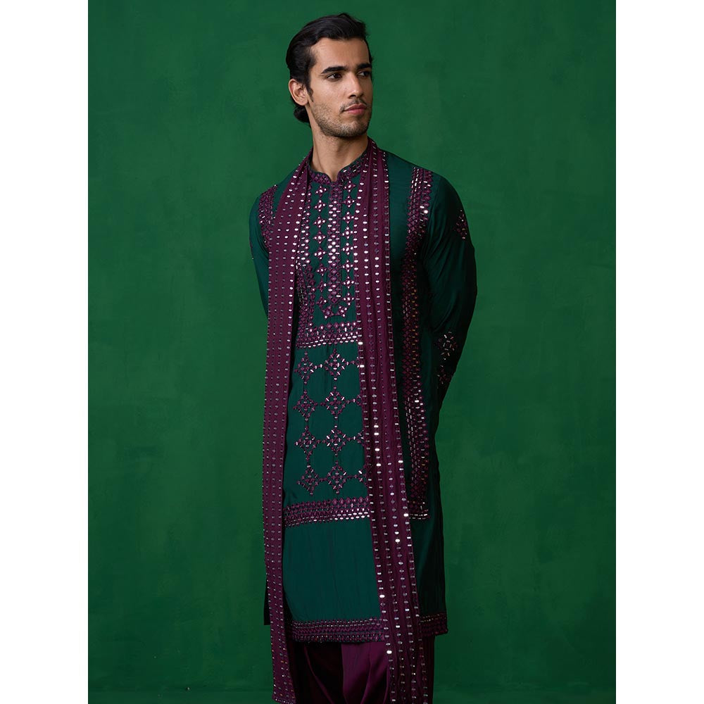 KALPRAAG Darpan Bottel Green Kurta with Patiyala and Dupatta