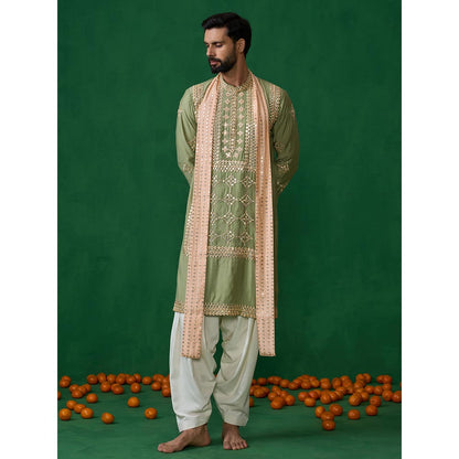 KALPRAAG Darpan Green Kurta with Patiyala and Dupatta