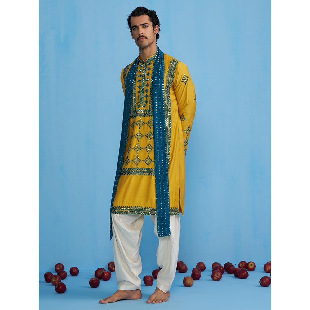 KALPRAAG Darpan Haldi Kurta with Patiyala and Dupatta